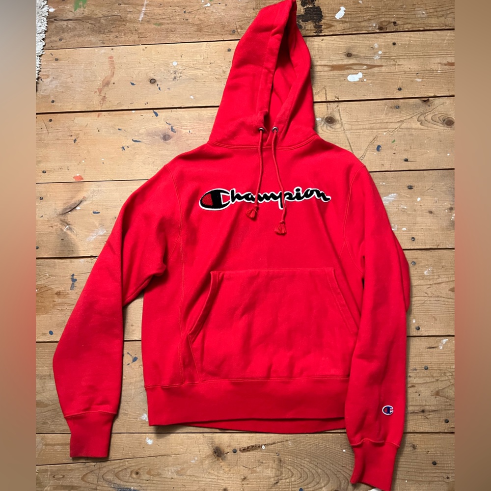 Red champion hoodie